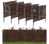 KOTARBAU® 5 uds Bordura Madera - Valla de Mimbre - 60 x 60 cm - Marrón - Valla Baja Para Jardin - Bordura de Jardin - Exterior Decoración