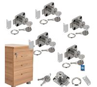 KOTARBAU® 5 x Cerraduras para muebles, 40x40 mm, Cerradura de armario con 2 llaves, Cerradura de leva, Cerradura de gabinete, buzón, taquillas, cajones, Cerradura de seguridad con cilindro, 5 uds
