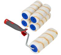 KOTARBAU® 5 x Rodillos de Pintura de Hilo Amarillo, 180 mm, Rodillo de Pintar con Mango de Goma, Rodillos para Paredes y techos, Rodillo antigoteo, Rodillo Pintura, Juego de 5 Rodillos de Pintar