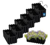 KOTARBAU® 6 uds Maceta - Jardinera Exterior - Macetero Autorriego - Macetas Plástico - 38x18x16cm - Antracita - Maceta Colgante - Jardinera Balcon - Macetas para Colgar