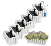 KOTARBAU® 6 uds Maceta - Jardinera Exterior - Macetero Autorriego - Macetas Plástico - 38x18x16cm - Blanco - Maceta Colgante - Jardinera Balcon - Macetas para Colgar