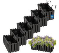 KOTARBAU® 6 uds Maceta - Jardinera Exterior - Macetero Autorriego - Macetas Plástico - 38x18x16cm - Gris - Maceta Colgante - Jardinera Balcon - Macetas para Colgar