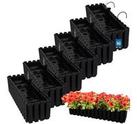 KOTARBAU® 6 uds Maceta - Jardinera Exterior - Macetero Autorriego - Macetas Plástico - 58 x 18 x 16 cm - Antracita - Maceta Colgante - Jardinera Balcon - Macetas para Colgar