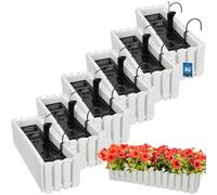 KOTARBAU® 6 uds Maceta - Jardinera Exterior - Macetero Autorriego - Macetas Plástico - 58 x 18 x 16 cm - Blanco - Maceta Colgante - Jardinera Balcon - Macetas para Colgar