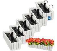 KOTARBAU® 6 uds Maceta - Jardinera Exterior - Macetero Autorriego - Macetas Plástico - 58 x 18 x 16 cm - Blanco - Maceta Colgante - Jardinera Balcon - Macetas para Colgar