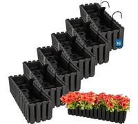 KOTARBAU® 6 uds Maceta - Jardinera Exterior - Macetero Autorriego - Macetas Plástico - 58 x 18 x 16 cm - Gris - Maceta Colgante - Jardinera Balcon - Macetas para Colgar