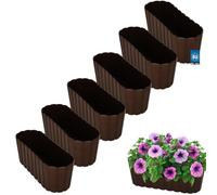 KOTARBAU® 6 uds. Maceta - Jardineras Exterior - Macetero - Plástico - 40 x 13 x 13 cm - Marrón - Maceta Rectangular - Jardinera Balcón - Macetero Grande - Decoración Rústica