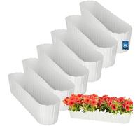 KOTARBAU® 6 uds. Maceta - Jardineras Exterior - Macetero - Plástico - 60 x 14 x 13 cm - Blanco - Maceta Rectangular - Jardinera Balcón - Macetero Grande - Decoración Rústica
