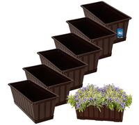 KOTARBAU® 6 uds Maceta - Jardineras Exterior - PVC - 40 x 18 x 14 cm - Marrón - Macetero - Rectangular - con Plato - Macetas para Barandilla - Jardineras Balcon