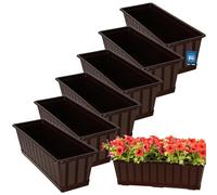 KOTARBAU® 6 uds Maceta - Jardineras Exterior - PVC - 50 x 18 x 14 cm - Marrón - Macetero - Rectangular - con Plato - Macetas para Barandilla - Jardineras Balcon