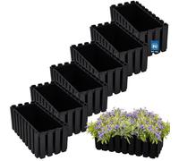 KOTARBAU® 6 Unidades Maceta - Jardineras Exterior - Plástico - 38 x 18 x 16 cm - Antracita - Jardinera Rectangular - Macetero - Maceta Exterior - Jardinera Balcón