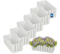 KOTARBAU® 6 Unidades Maceta - Jardineras Exterior - Plástico - 38 x 18 x 16 cm - Blanco - Jardinera Rectangular - Macetero - Maceta Exterior - Jardinera Balcón