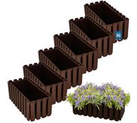 KOTARBAU® 6 Unidades Maceta - Jardineras Exterior - Plástico - 38 x 18 x 16 cm - Marrón - Jardinera Rectangular - Macetero - Maceta Exterior - Jardinera Balcón