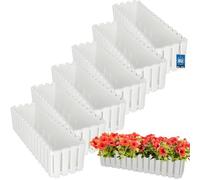 KOTARBAU® 6 Unidades Maceta - Jardineras Exterior - Plástico - 58 x 18 x 16 cm - Blanco - Jardinera Rectangular - Macetero - Maceta Exterior - Jardinera Balcón