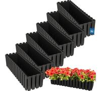 KOTARBAU® 6 Unidades Maceta - Jardineras Exterior - Plástico - 58 x 18 x 16 cm - Gris - Jardinera Rectangular - Macetero - Maceta Exterior - Jardinera Balcón