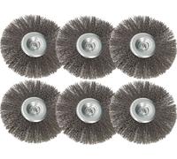 KOTARBAU® 6 x Cepillos de disco de alambre 150 mm, Cepillo para metales y piedra para limpiar y eliminar el óxido, pintura, Cepillo metálico para taladro, Cerdas onduladas, Vástago redondo 6mm, 6 ud