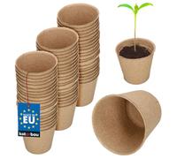 KOTARBAU® 60 Macetas de Cultivo de turba, 6 x 6 cm, Biodegradables y respetuosas con Medio Ambiente, Macetas ecológicas para plántulas, Hierbas y Semillas, Macetas pequeñas, Redondas, 60 Unidades