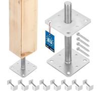 KOTARBAU® 8 uds. Soporte para Poste - Acero Galvanizado - 110 x 110 x 250 mm - M24 - Plata - Pie de Pilar - Regulable en Altura - Anclaje para Poste - Sujeción Galvanizada - Anclajes Madera