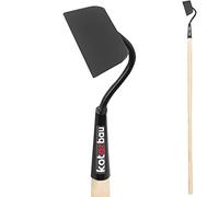 KOTARBAU® Azada de Metal Binadora para Jardinería, Herramienta para Mullir, Trasplantar y Desherbar, Acero Aleado, Mango de Madera, Color Negro