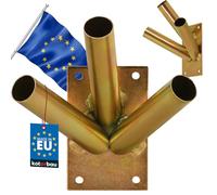 KOTARBAU Base de Soporte para Bandera Triple Base de mástil Soporte para asta de Bandera Soporte de Montaje en Pared galvanizado en Caliente Dorado, 120 mm