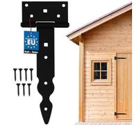 KOTARBAU® Bisagra de puerta en T 200mm, Acero, Negra, Herraje para puertas de jardín de madera, Bisagra apaisada para Cobertizo Granero, Bisagra decorativa para puerta abatible, Recubrimiento en polvo