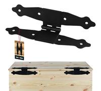 KOTARBAU® Bisagras plegables en forma de H de 20,5 x 10 cm, banda de tienda, banda de cruz central, bisagras de puerta de acero con recubrimiento en polvo, color negro, bisagra de cajón, bisagra de