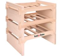 KOTARBAU® Botellero con 3 niveles para 12 botellas, de madera de haya, 53 x 48 cm, con puntales de madera, estantería de madera estable, 4 botellas por estante, armario de vino
