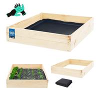 KOTARBAU® Cama alta de madera para plantas de 120x120x18cm, jardineras de color natural, camas para hierbas, macetas grandes, camas para cultivar, camas altas para jardín, cultivo de vegetales, caja