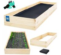 KOTARBAU® Cama alta de madera para plantas de 200x80x27cm, jardineras de color natural, camas para hierbas, macetas grandes, camas para cultivar, camas altas para jardín, cultivo de vegetales, caja de