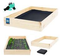 KOTARBAU® Cama alta de madera para plantas de profundidad 120x80x18cm Jardineras de color natural para hierbas Jardineras grandes para semilleros Camas altas para jardín Cultivo de vegetales Caja de
