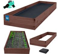 KOTARBAU® Cama baja de madera para plantas 200x100x27cm Impregnadas, macetas de plantación marrones, camas elevadas para hierbas, macetas de cultivo, camas elevadas para jardín, cultivo de vegetales