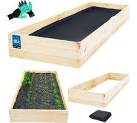 KOTARBAU® Cama de jardín profunda Caja de flores de madera 200x100x27cm Jardineras color natural Camas elevadas Jardineras para hierbas Jardineras grandes Camas de siembra Camas elevadas para jardín