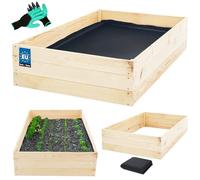 KOTARBAU® Cama de jardín profunda de madera 120x100x27cm Jardineras de color natural, camas elevadas, macetas para hierbas, macetas grandes, camas de semillero, camas elevadas para jardín, cultivo de