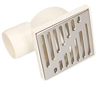 KOTARBAU® Canal de Ducha con Conexión Lateral 50 mm Rejilla de Desagüe 100 x 100 mm Desagüe de Suelo Cuadrado de Acero Inoxidable Blanco
