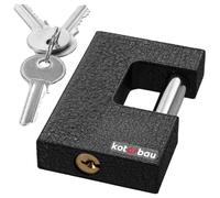 KOTARBAU® Candado Rectangular monoblock 90 mm, Candado de Alta Seguridad, Candado con Llaves con Cuerpo de Hierro y Arco de Acero endurecido, Candado de Llave, Candado Resistente antirobo, Monobloque