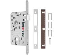 KOTARBAU® Cerradura de embutir 72/55 mm DIN cerradura perfilada de cilindro derecho cerradura de puerta con placa de retención