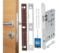 KOTARBAU® - Cerradura de puerta (72/55 mm, DIN derecha, con placa de contrachapa, acero inoxidable, robusta)