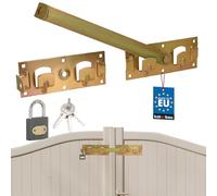 KOTARBAU® Cerradura de puerta doble de 43 cm con candado, cerradura para puerta de jardín, cerrojo para puerta de jardín, cerrojo de dos puertas, acero galvanizado, dorado
