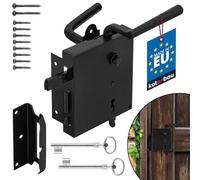 KOTARBAU® Cerradura de sobreponer 65 mm, Cerradura Exterior, Cerradura de Campo, Cerradura de Acero Negra, Cerradura Robusta, Cerradura para Puertas de Madera, como portones, Vallas o cercas