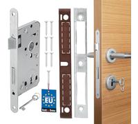 KOTARBAU® Cerradura insertable de 72/55 mm DIN izquierda, cerradura de puerta con placa de acero de resistente, color plateado