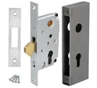 KOTARBAU® Cerradura para embutir para bombín, Cerraduras para Puertas correderas 72/40, Cerradura de Gancho con Caja, Cerradura de Acero INOX, Cerrojo Pico de Loro, Herraje de Seguridad para Puertas