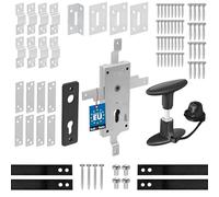 KOTARBAU® Cerradura para Puertas de Garaje, batientes, Puertas de almacenes, rejas, Cerradura de embutir, Cerradura para Puertas y portones 60 mm, Cerradura multipunto, 4 Lados, Juego Completo