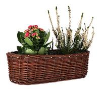 KOTARBAU® Cesta de Mimbre, 50 cm, Ovalada, Color Marrón, Maceta Trenzada, Macetero, Cesta Decorativa, Tiesto para Plantas y Flores, Rústico, Forro de plástico