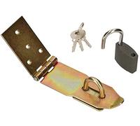 KOTARBAU® Con candado 3 tamaños diferentes, color amarillo galvanizado, bisagras de desbordamiento para puerta de puerta, cubierta de seguridad (120 mm)