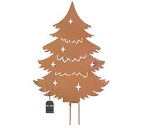 KOTARBAU® Decoración de jardín, figuras de óxido, 85 cm, árbol de Navidad, decoración de jardín, Ecorost, para exteriores, óxido