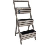KOTARBAU® Escalera de Madera para Plantas, Estantería de 3 jardineras, Huerto Urbano Vertical, Jardinera Vertical, Maceteros de Madera, Gris, Jardineras con macetas, Cama elevada de jardín