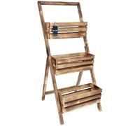 KOTARBAU® Escalera de Madera para Plantas, Estantería de 3 jardineras, Huerto Vertical, Jardinera Vertical, Huerto Urbano, Maceteros de Madera quemada, Estantería para Plantas, Cama elevada de jardín