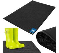 KOTARBAU® Felpudo de 60 x 90 cm, poliéster y PVC | Felpudo para interior y entrada, antideslizante, resistente y absorbente, color negro y blanco