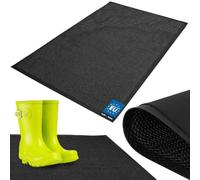 KOTARBAU® Felpudo de 80 x 120 cm, poliéster y PVC | Felpudo para interior y entrada, antideslizante, resistente y absorbente, color negro y blanco