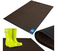 KOTARBAU® Felpudo de 80 x 120 cm, poliéster y PVC | Felpudo para interior y entrada, base antideslizante, resistente y absorbente, color negro y dorado
